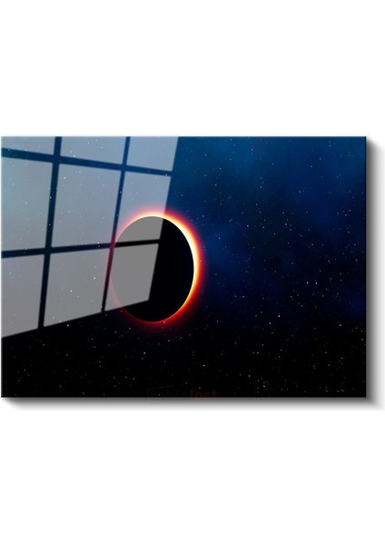 Güneş Tutulması - Yıldızlı Gökyüzünde Kozmik Dans Cam Tablo fiyatları