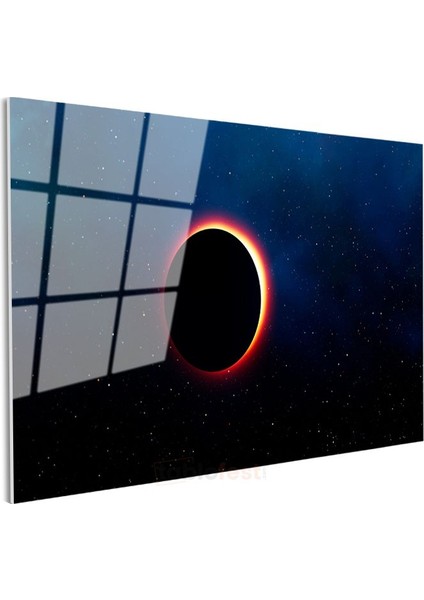 Güneş Tutulması - Yıldızlı Gökyüzünde Kozmik Dans Cam Tablo modelleri
