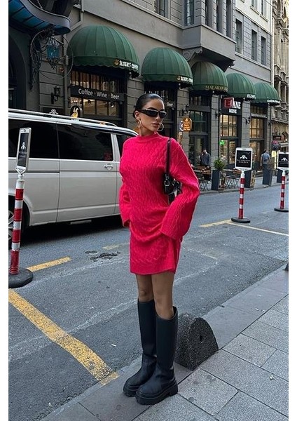 Melanie Örgü Desen Mini Elbise 2537-02