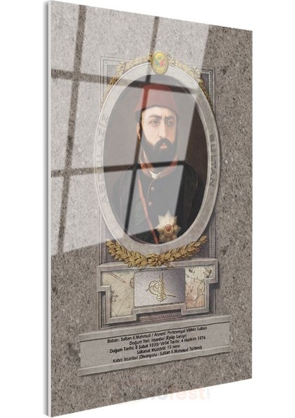 Osmanlı Padişahları - Sultan Iı. Mahmud Portresi Cam Tablo modelleri