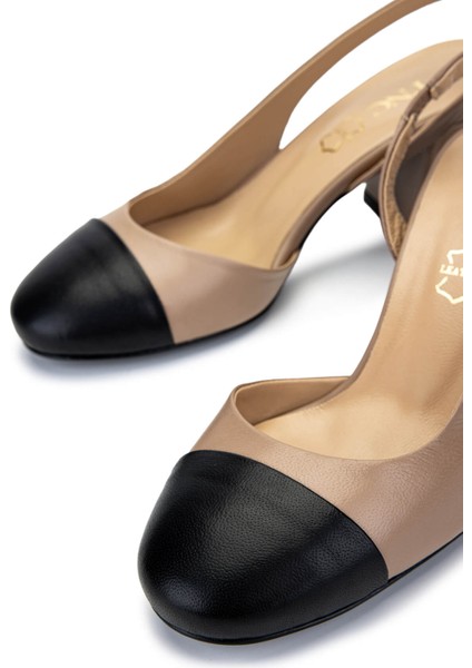 Kadın Hakiki Deri Siyah/vizon Topuklu Ayakkabı 340 199304 Bn Ayk Y25 Syh Dr/vzn Dr fırsatları