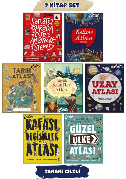 Sanatçı Burada Ne Anlatmak Istemiş? + Kelime Atlası + Tarih Atlası + Büyük Kaşifler Atlası + Uzay Atlası + Kafası Değişikler Atlası + Güzel Ülke Atlası / 7li Çocuk Atlasları Seti