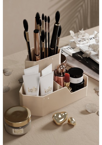 Üçgen Makyaj Organizeri Masa Üstü Düzenleyici, Kahverengi fiyatları