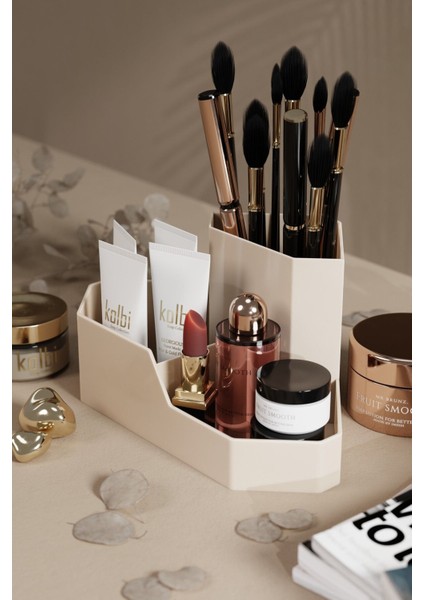 Üçgen Makyaj Organizeri Masa Üstü Düzenleyici, Kahverengi fırsatları