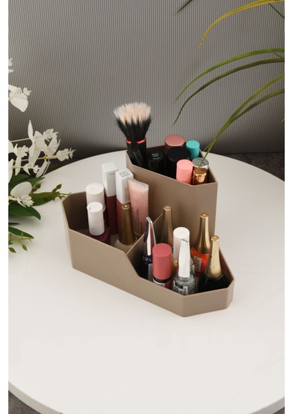 Üçgen Makyaj Organizeri Masa Üstü Düzenleyici, Kahverengi indirimleri