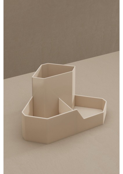 Üçgen Makyaj Organizeri Masa Üstü Düzenleyici, Kahverengi