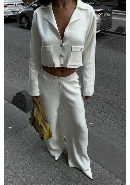Nancy Kruveze Yaka Crop Takım 9954 - 25 fırsatları