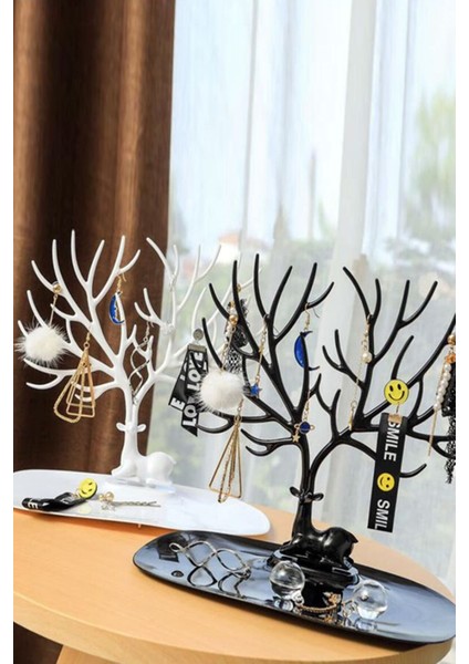 Geyik Tasarımlı Takı Düzeni, Yüzük ve Küpe Askısı, Dekoratif Siyah fırsatları