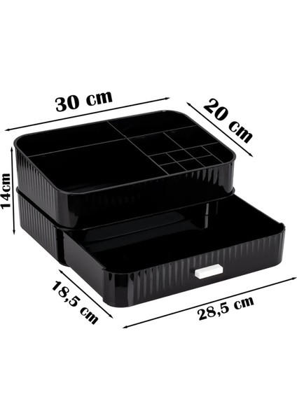 Şık Çok Bölmeli Makyaj Organizeri, Ruj ve Parfüm Rafı Siyah fırsatları