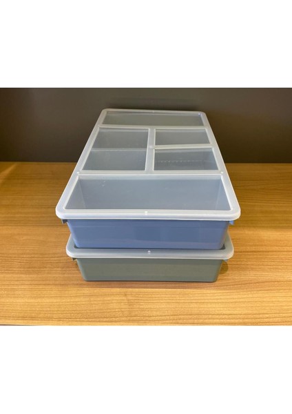 2'li Renkli Luna Set, 5 Bölmeli Çekmece Içi Düzenleyici, Kapaklı Organizatör