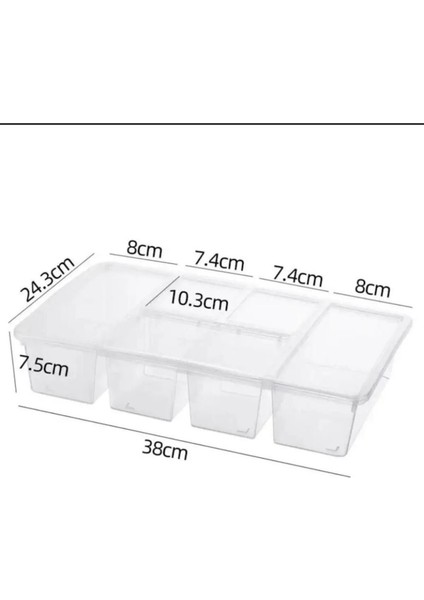 2'li Renkli Luna Set, 5 Bölmeli Çekmece Içi Düzenleyici, Kapaklı Organizatör