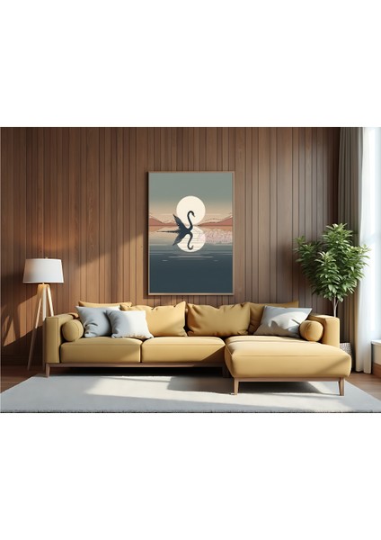 Metal Çerçeveli Gerçek Camlı Tablo Kuğu Silüeti modelleri