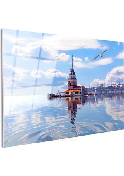 Kız Kulesi - Mavi Sular Üzerinde Istanbul Simgesi Cam Tablo