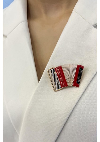 Altın Rengi Akrilik Akerdeon Müzisyen Broş (4*3cm)