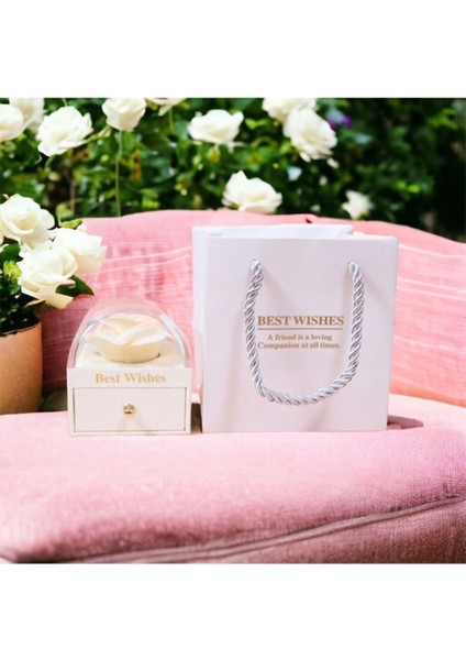 Gül Detaylı Mini Takı Organizeri, Krem Renk, Şık ve Kullanışlı Hediye Kutusu fiyatları