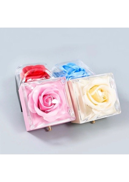 Gül Detaylı Mini Takı Organizeri, Krem Renk, Şık ve Kullanışlı Hediye Kutusu