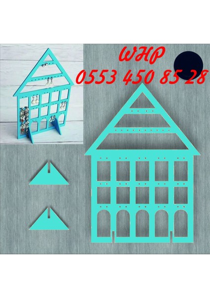 Mavi Ahşap Küpe Sergileme Standı 27X20 Cm, Şık ve Kullanışlı.