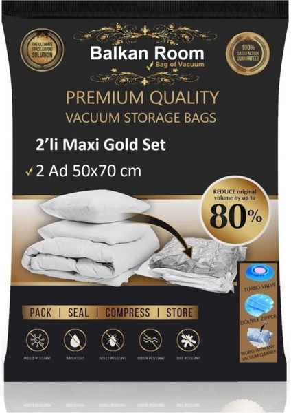 2 Vakum Hurcu 2’li Maxi Gold Set Vakumlu Hurç Vakumlu Poşet Siyah Plastik