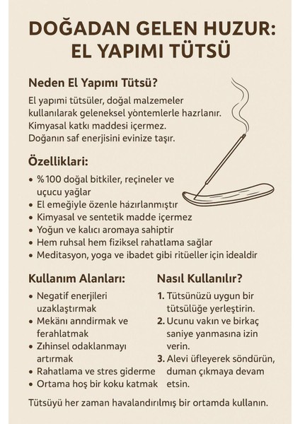 Elite El Yapımı Tütsü ve Oda Kokusu - Gül 1 Adet