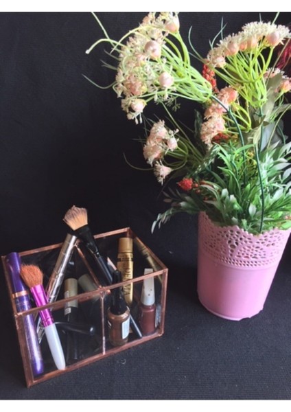 Cam Bölmeli Makyaj ve Kalemlik Organizeri, Şık ve Düzenli Saklama Çözümü