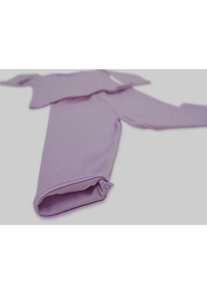 Kaşkorse Lila Uzun Kollu Bebek Esnek Takım
