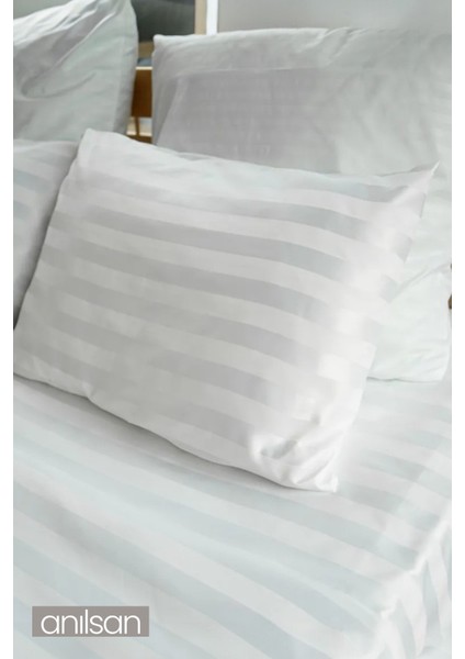 Çizgili Tek Kişilik Lastikli Çarşaf Düğmeli Nevresim Takımı %100 Pamuk 1 Adet Yastık Kılıfı,83tel fırsatları