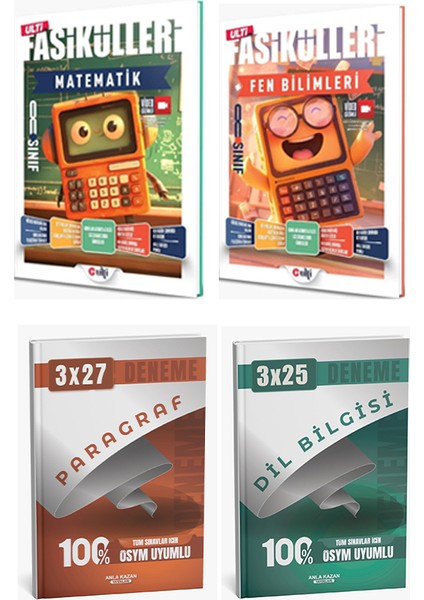 Ulti + Anla Kazan 2026 Lgs Matematik Fen Fasikülleri + Anla Kazan Deneme 4 Lü Set modelleri