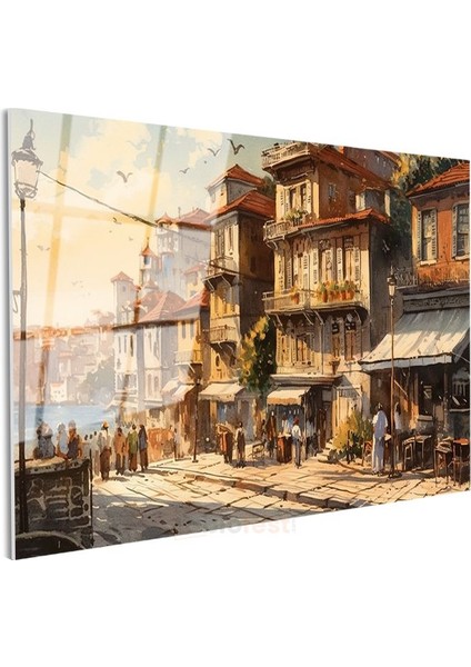 Boğaz Evleri - Güneşli Sokakta Tarihi Yapılar Cam Tablo modelleri