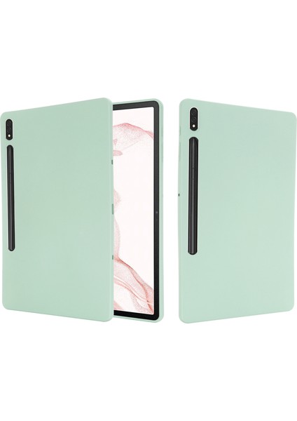 Samsung Galaxy Tab S9 Fe+Sıvı Silikon Kılıf Yumuşak Dokunmatik Tablet Kılıfı-Yeşil (Yurt Dışından)