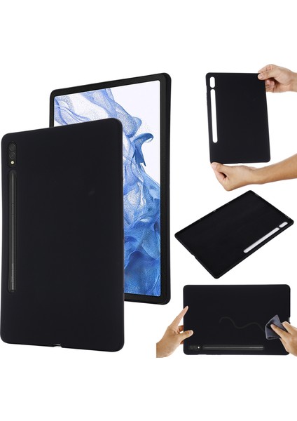 Samsung Galaxy Tab S9 Ultra Sıvı Silikon Kılıf Mikrofiber Astar Tablet Kılıfı-Siyah (Yurt Dışından) modelleri