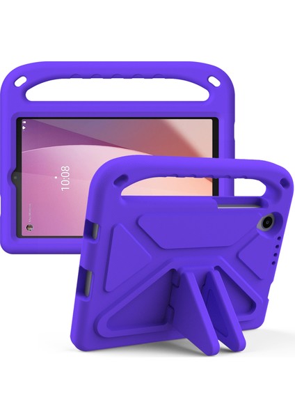 Lenovo Tab M8 (4. Nesil) 2024 TB-301XU/M8 (4. Nesil) 2023 TB-300FU El Tutacağı Eva Tablet Kılıfı Katlanabilir Destekli Tablet Kılıfı-Mor (Yurt Dışından)