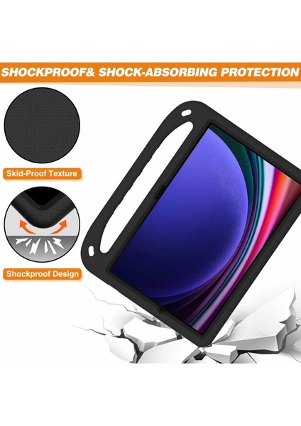 Samsung Galaxy Tab S7+/s8+/s9+ Için Eva Tablet Kılıfı,çocuk Dostu El Tutma Yeri Destek Ayağı Kapağı-Siyah (Yurt Dışından) fırsatları