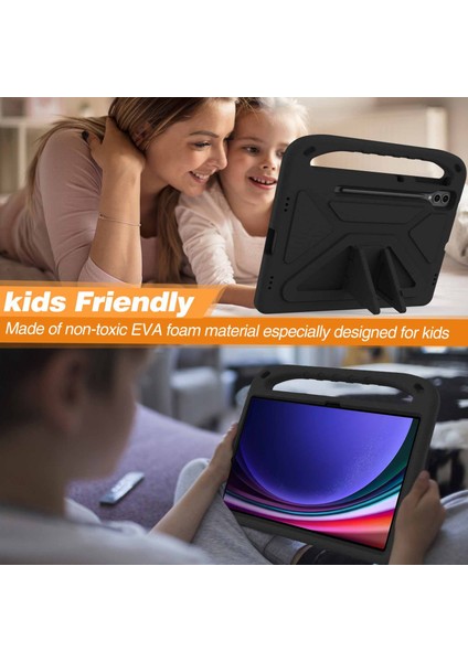 Samsung Galaxy Tab S7+/s8+/s9+ Için Eva Tablet Kılıfı,çocuk Dostu El Tutma Yeri Destek Ayağı Kapağı-Siyah (Yurt Dışından) indirimleri