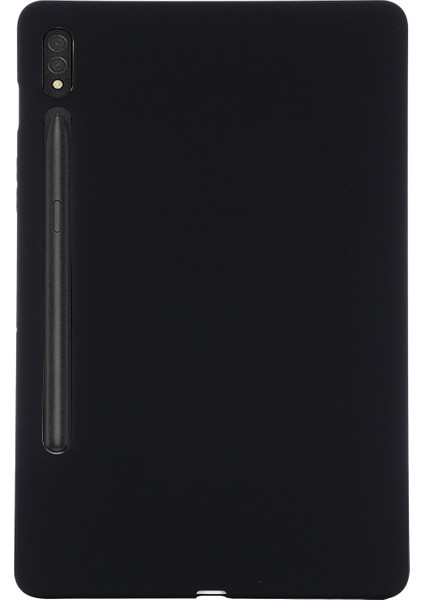 Samsung Galaxy Tab S8/s7 Düz Renk Tablet Kılıfı Mikrofiber Astar Sıvı Silikon Düşmeye Karşı Koruyucu Kılıf-Siyah (Yurt Dışından) fırsatları