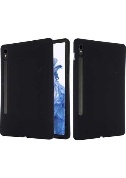 Samsung Galaxy Tab S9 Tablet Kılıfı Sıvı Silikon Çizilmez Kapak-Siyah (Yurt Dışından)