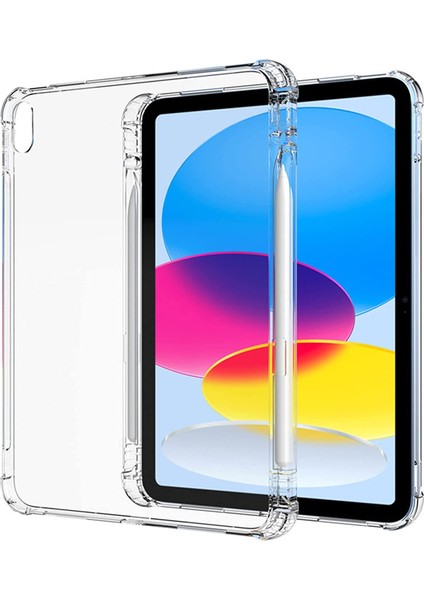 iPad (2025)/10.9 (2022) Için Darbeye Dayanıklı Tpu Tablet Kılıfı Güçlendirilmiş Köşeler Kalem Yuvalı Şeffaf Koruma Kılıfı (Yurt Dışından)