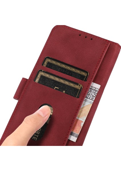 Khazneh Nothing Phone Için Akıllı Telefon Kılıfı (2)Dokulu Pu Deri Cüzdan Standı Kılıfı-Kırmızı (Yurt Dışından) modelleri