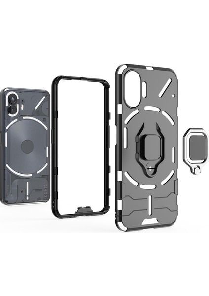 Hiçbir Şey Için Telefon (2) Sert Pc + Yumuşak Tpu Telefon Arka Kapağı Döndürülebilir Halka Tutucu Ayaklı Telefon Kılıfı - Mavi (Yurt Dışından) fiyatları