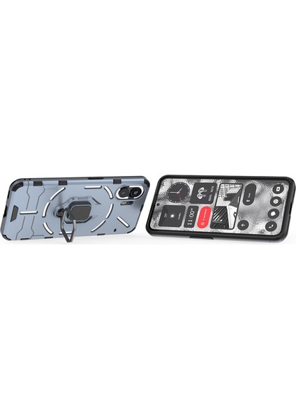 Hiçbir Şey Için Telefon (2) Sert Pc + Yumuşak Tpu Telefon Arka Kapağı Döndürülebilir Halka Tutucu Ayaklı Telefon Kılıfı - Mavi (Yurt Dışından) modelleri