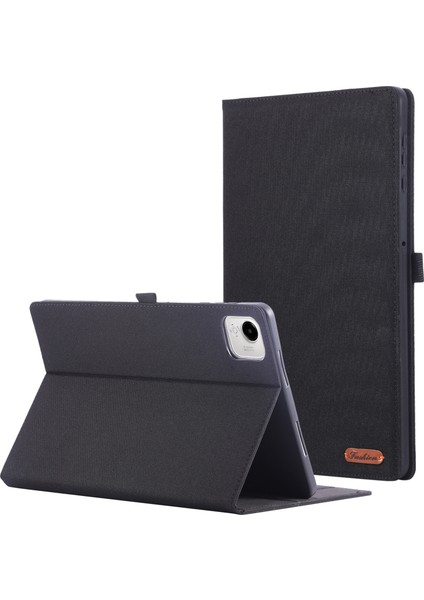 Honor Pad X9A Deri Kılıf Kart Tutucu Kumaş Doku Tablet Standı Kapağı-Siyah (Yurt Dışından)