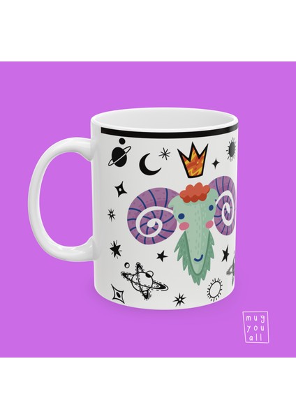 Koç Burcu Aries Astroloji Temalı Özel Tasarım Hediyelik Porselen Kahve Kupası fiyatları