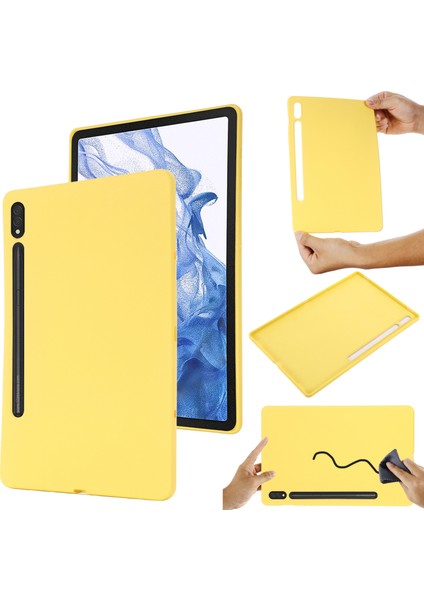 Samsung Galaxy Tab S9 Ultra Sıvı Silikon Kılıf Mikrofiber Astar Tablet Kılıfı-Sarı (Yurt Dışından) modelleri