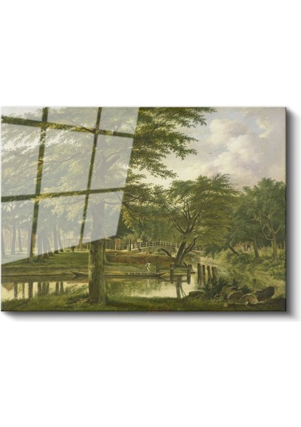 Jacob Van Ruisdael - Ağaçlıklı Park Manzarası Cam Tablo