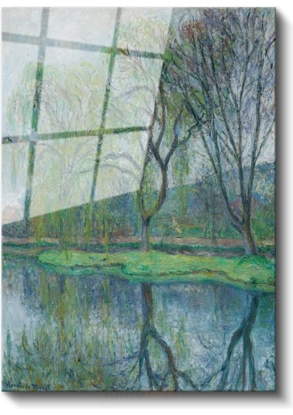 Claude Monet - Söğütlerin Yansıması Cam Tablo