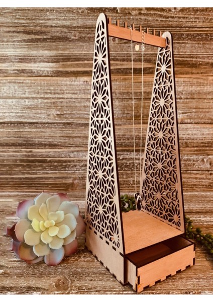 Turkuaz Renkli Çekmeceli Takı ve Kolye Düzenleyici Stand