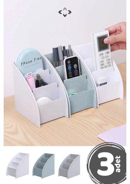 3'lü Renkli Çok Amaçlı Masaüstü Düzenleyici Kalemlik Makyaj Organizer