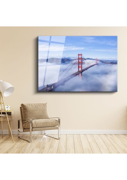 Golden Gate Köprüsü - Sis Bulutları Üzerinde Ikonik Manzara Cam Tablo