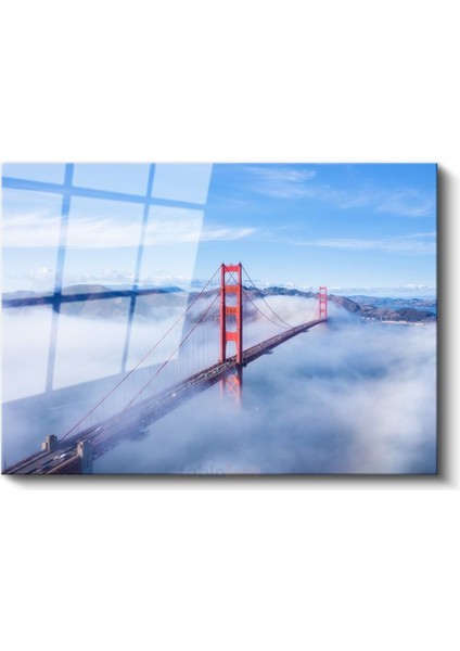 Golden Gate Köprüsü - Sis Bulutları Üzerinde Ikonik Manzara Cam Tablo