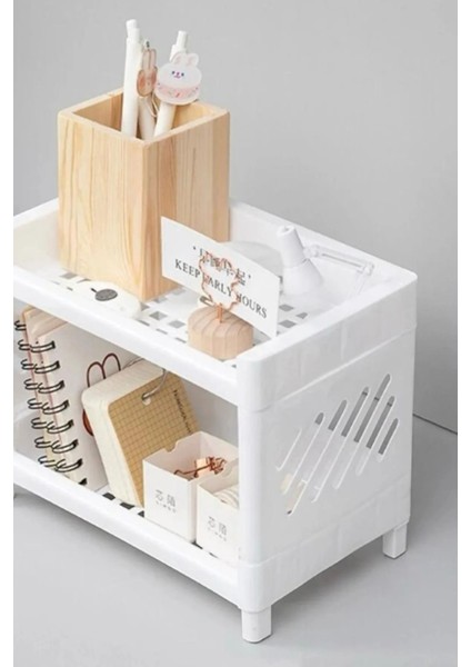 Çift Katlı Çok Amaçlı Beyaz Makyaj ve Takı Organizer Raf Seti modelleri