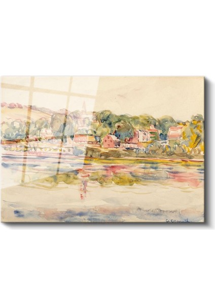 Paul Cézanne - Nehir Kıyısı Manzarası Cam Tablo